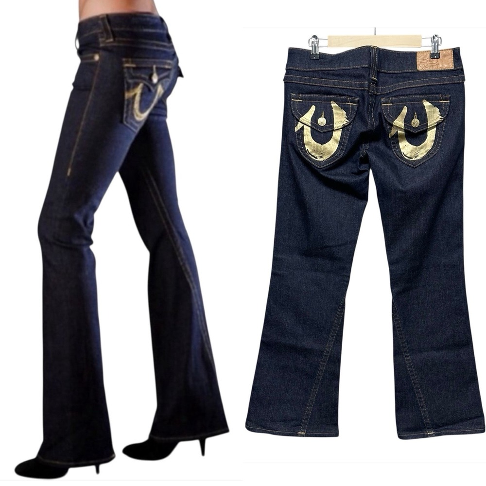 True Religion Joey Flare Jeans Women's Size 31x31 Made in‎ USA Dark Wash Cowgirl